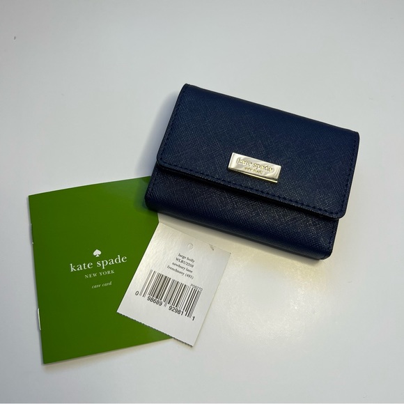 Kate Spade Newbury Lane Large Holly Card Case in Navy Saffiano Leather BNWT - Picture 2 of 8